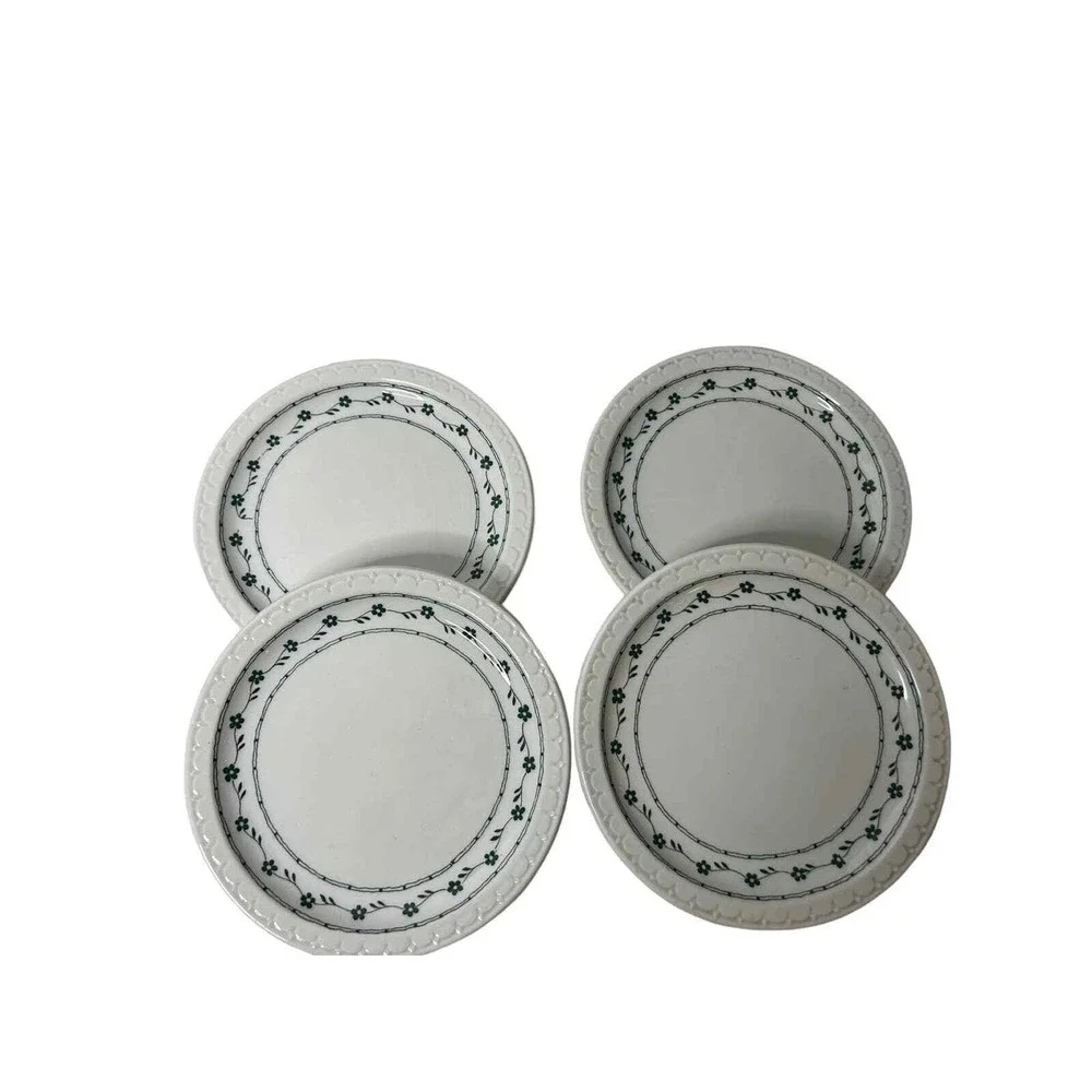 Syracuse China‎ Restaurant ware  econo trim with green floral 4 dessert plates
